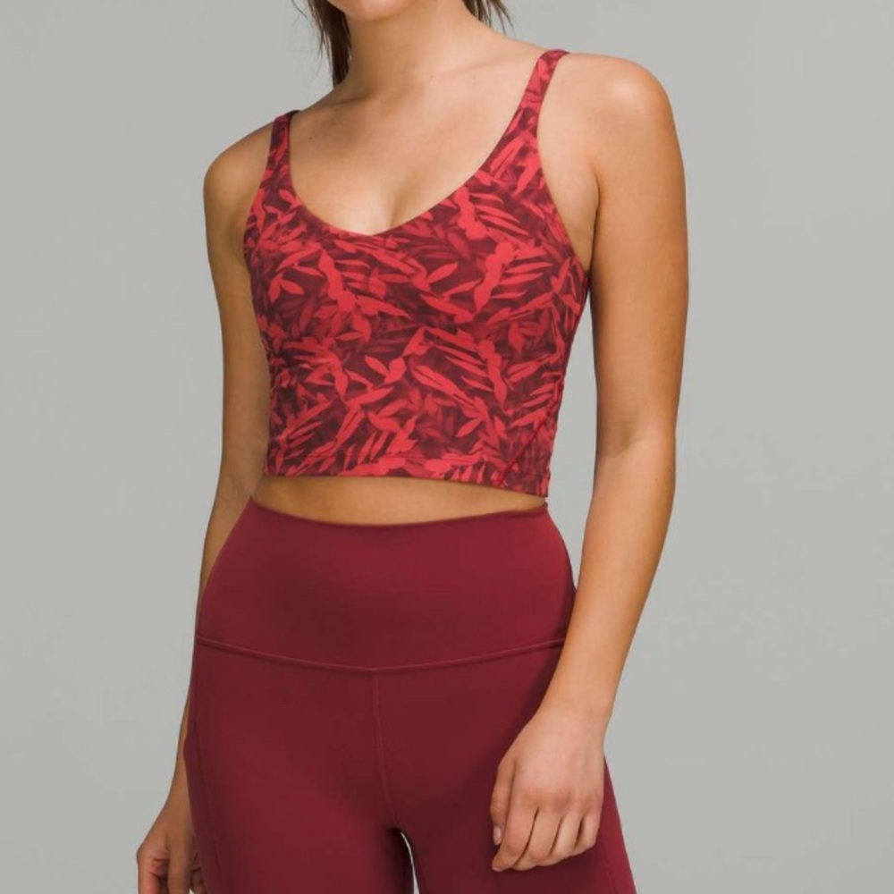Lululemon Align Cropped Tank Top Spray Leaf Fireside Red Multi Size 2